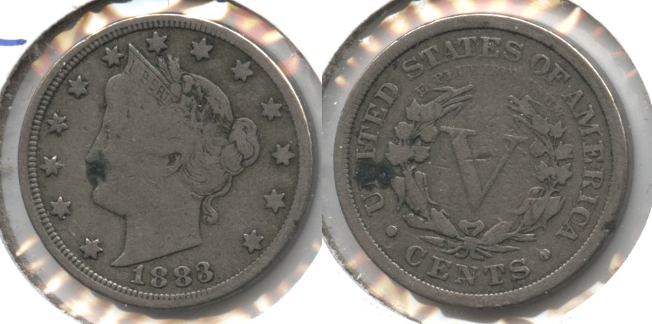 1883 With Cents Liberty Head Nickel VG-10 Spots