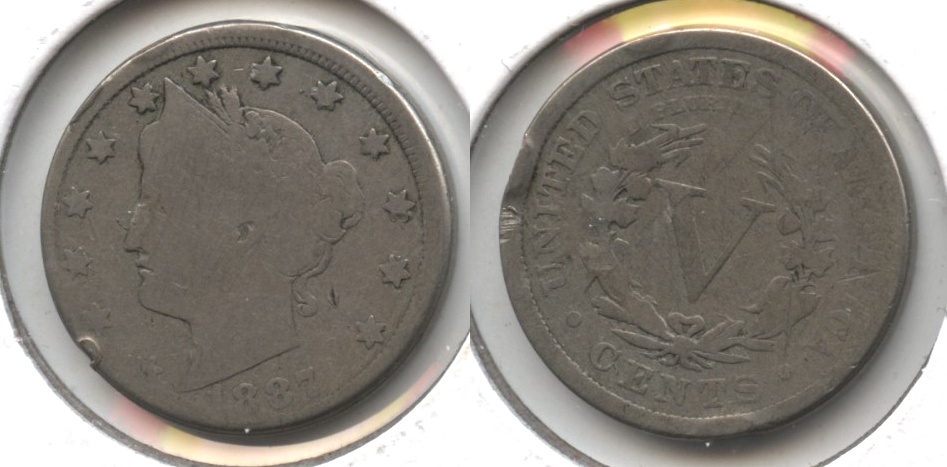 1887 Liberty Head Nickel Good-4 #e Edge Damage