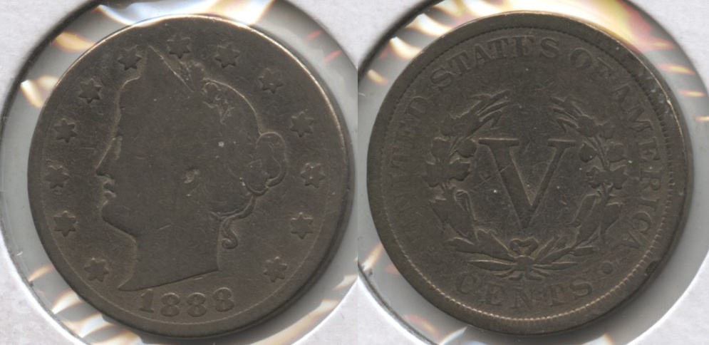 1888 Liberty Head Nickel Good-4 #e Lightly Cleaned