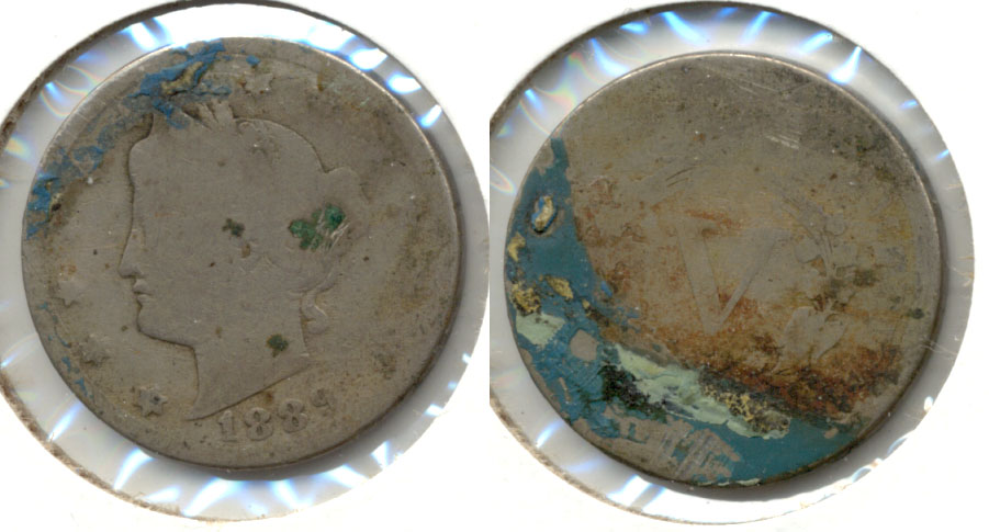 1889 Liberty Head Nickel AG-3 f Paint