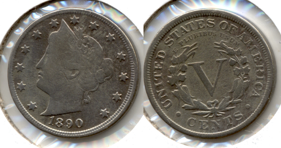 1890 Liberty Head Nickel VG-8 a Cleaned