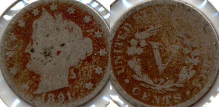 1891 Liberty Head Nickel AG-3 c