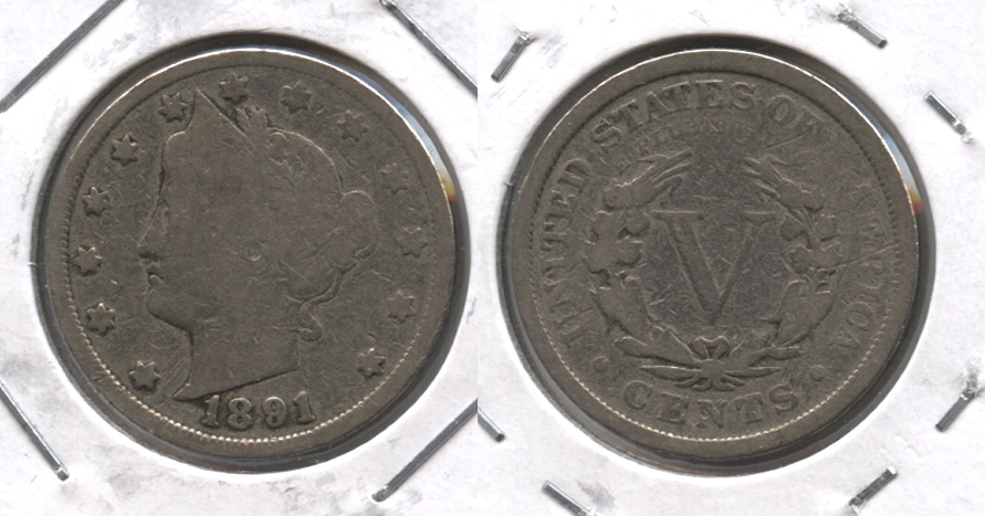 1891 Liberty Head Nickel Good-4 #o Lightly Cleaned