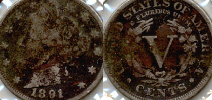 1891 Liberty Head Nickel VG-8 Dark