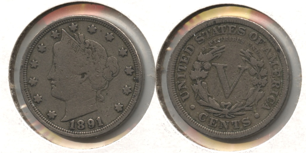 1891 Liberty Head Nickel VG-8 #d