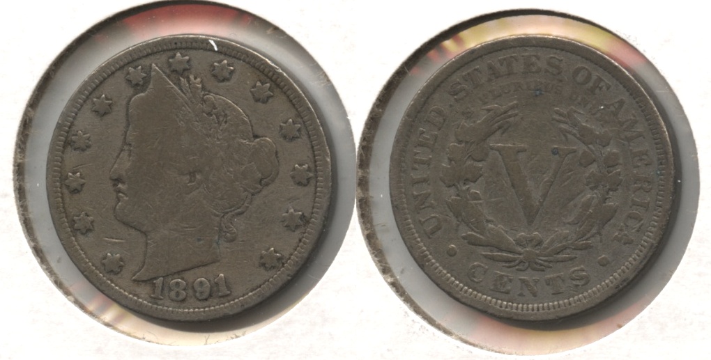 1891 Liberty Head Nickel VG-8 #o