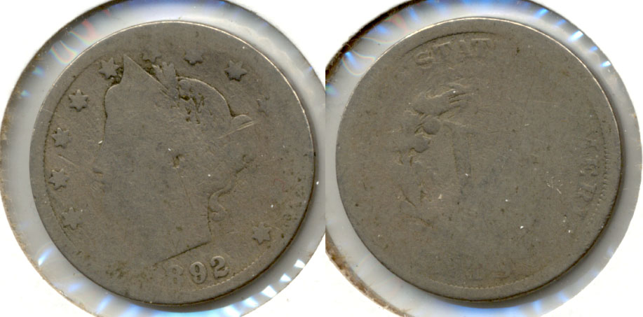1892 Liberty Head Nickel AG-3 f Warp