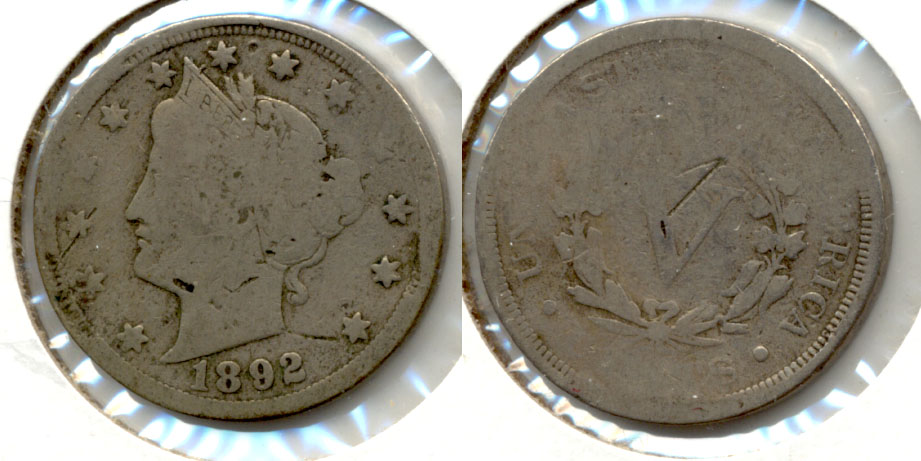 1892 Liberty Head Nickel Good-4 j Slight Warp