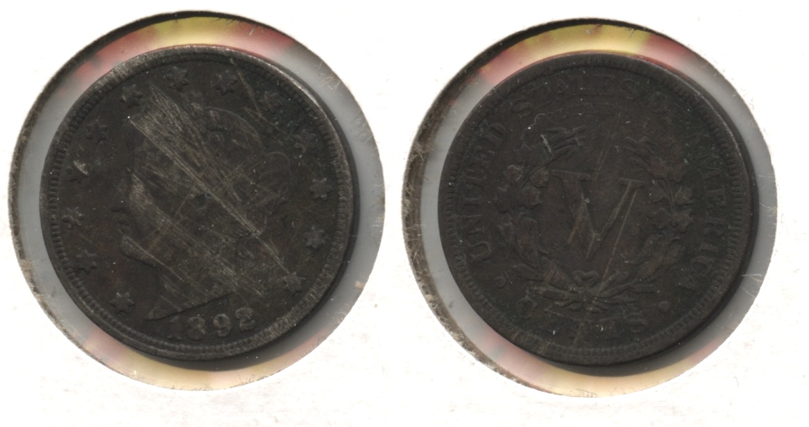 1892 Liberty Head Nickel VG-8 #d Dark