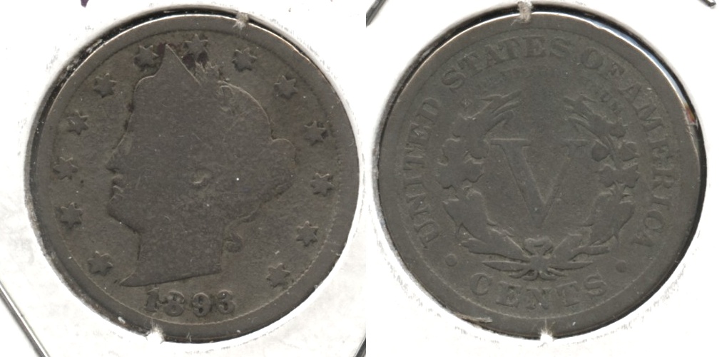 1893 Liberty Head Nickel Good-4 #ac Light Porous