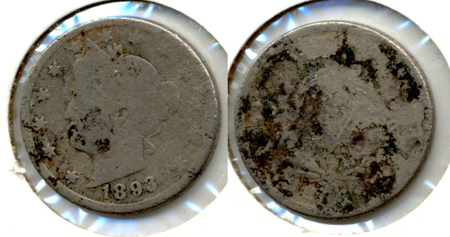 1893 Liberty Head Nickel Good-4 q Rough