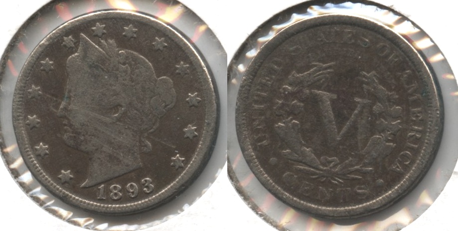 1893 Liberty Head Nickel Good-4 #z Bit Dark