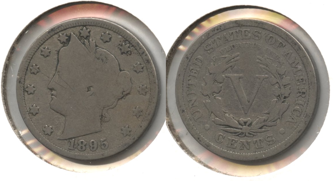 1895 Liberty Head Nickel Good-4 #ag Old Scratch