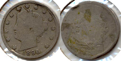 1896 Liberty Head Nickel AG-3 o Rim Ding
