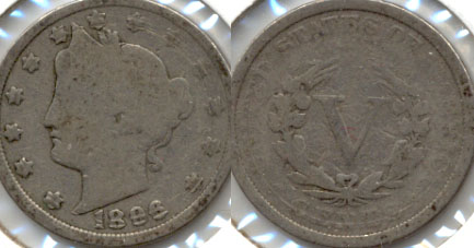 1896 Liberty Head Nickel Good-4 a Obverse Scratch