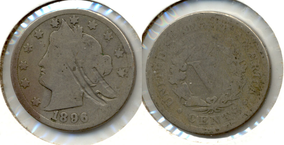 1896 Liberty Head Nickel Good-4 ac Obverse Scrapes