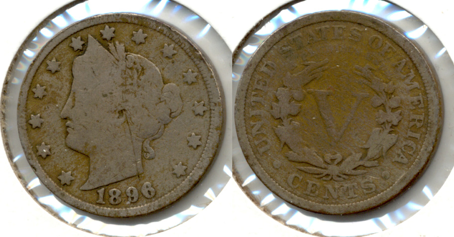 1896 Liberty Head Nickel Good-4 ae Obverse Scratch