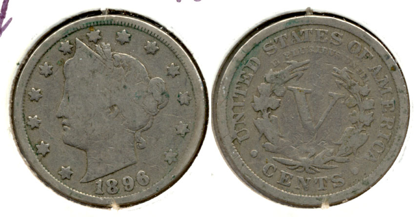 1896 Liberty Head Nickel Good-4 c Cud Error