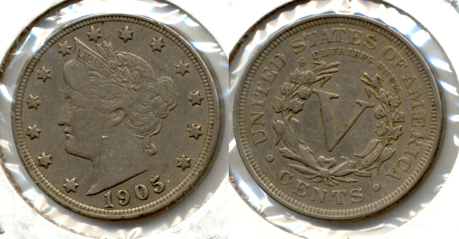 1905 Liberty Head Nickel EF-40 a Obverse Scratch