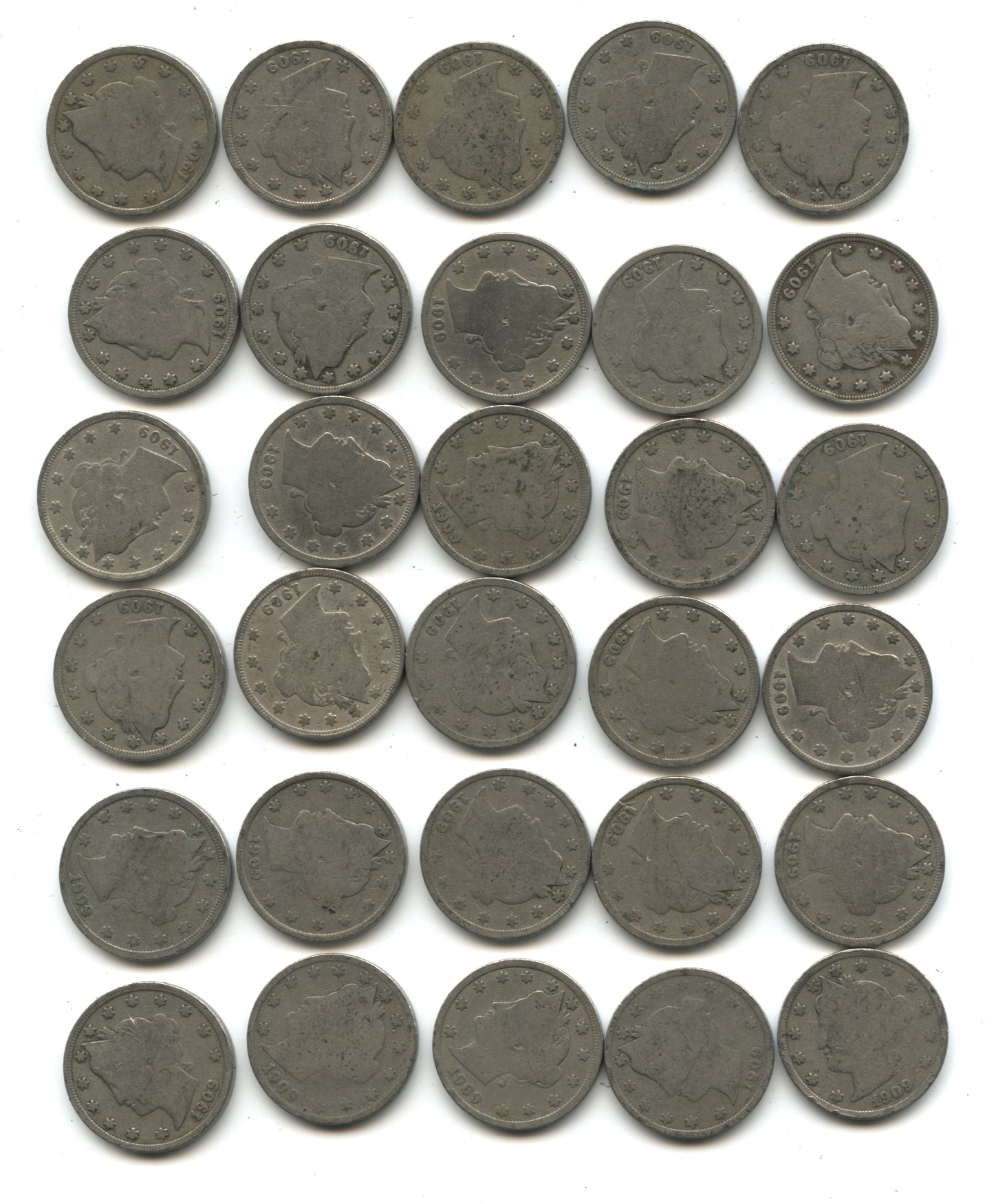 1909 Liberty Head Nickel AG-3 Partial Roll