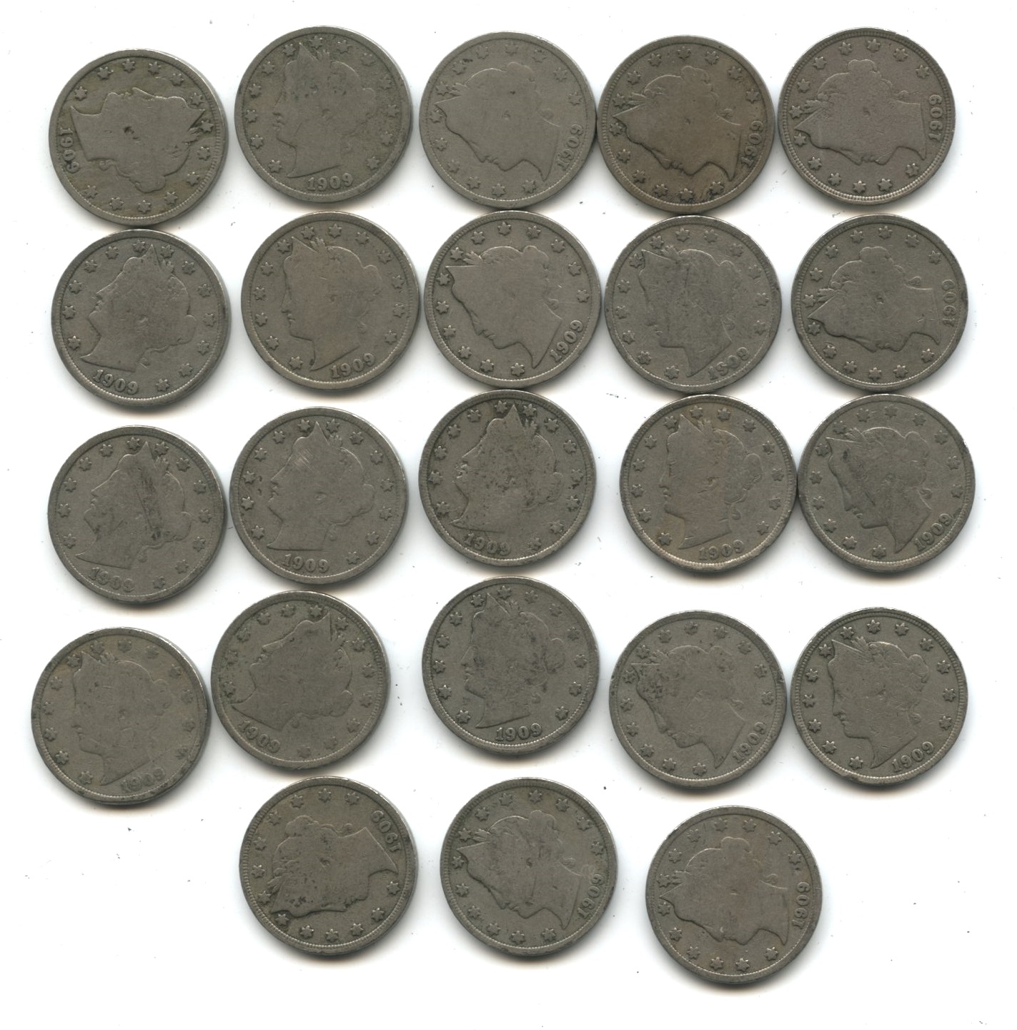 1909 Liberty Head Nickel Good-4 Partial Roll