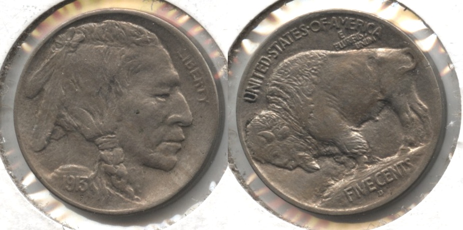1913-D Type 1 Buffalo Nickel AU-50