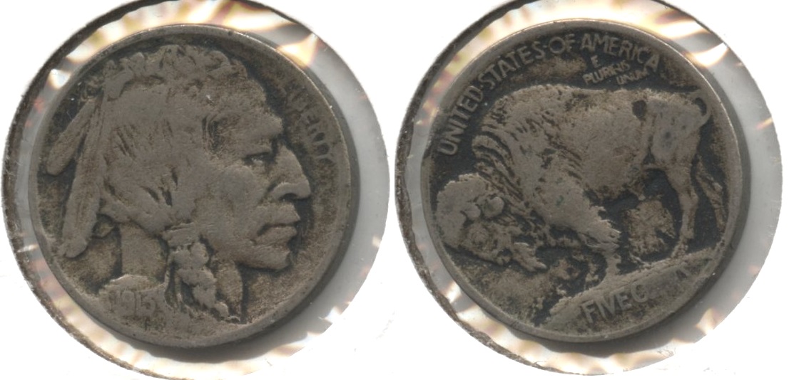 1913 Type 1 Buffalo Nickel Fine-12 #ae Rim Bump