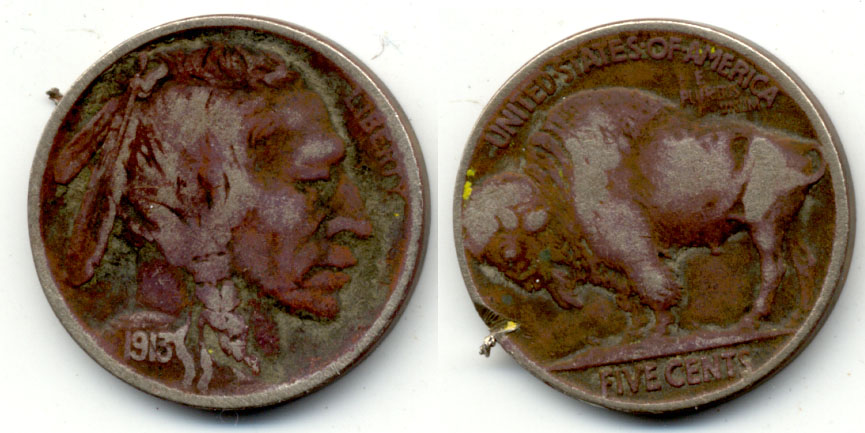 1913 Type 2 Buffalo Nickel VG-8 b Dark