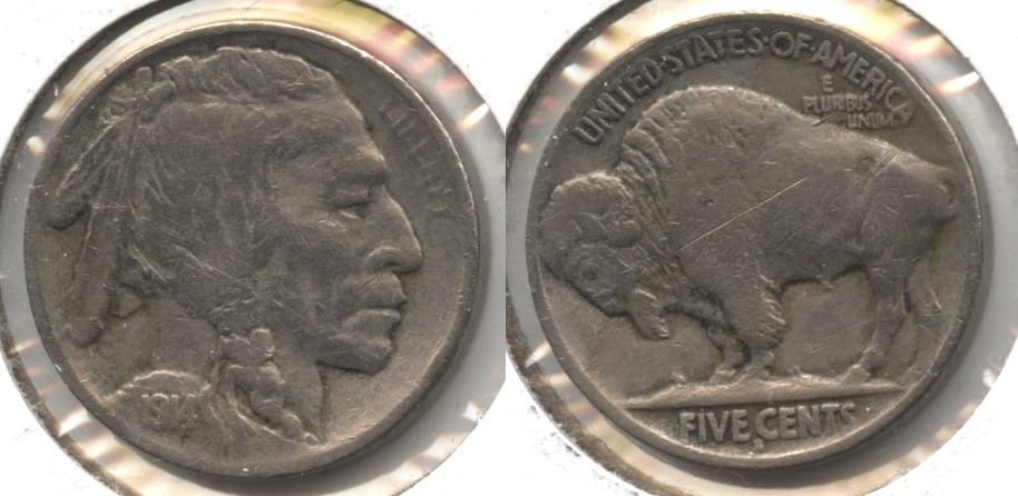 1914-S Buffalo Nickel Fine-12 #a Reverse Scratch