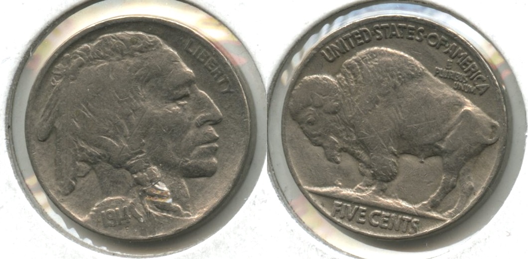 1914 Buffalo Nickel VF-20 #b Obverse Scratch