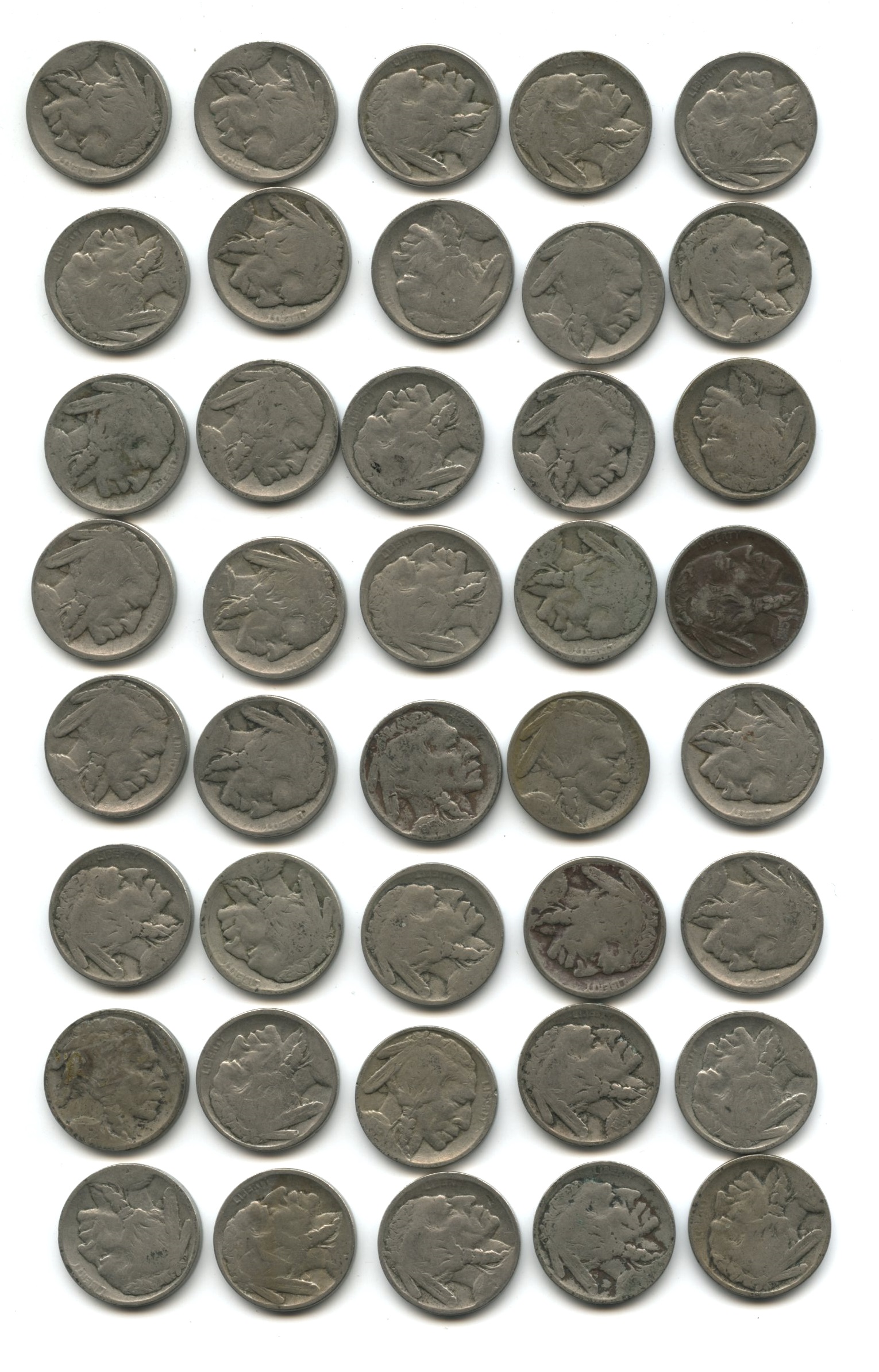 1915-D Buffalo Nickel AG-3 Roll #a