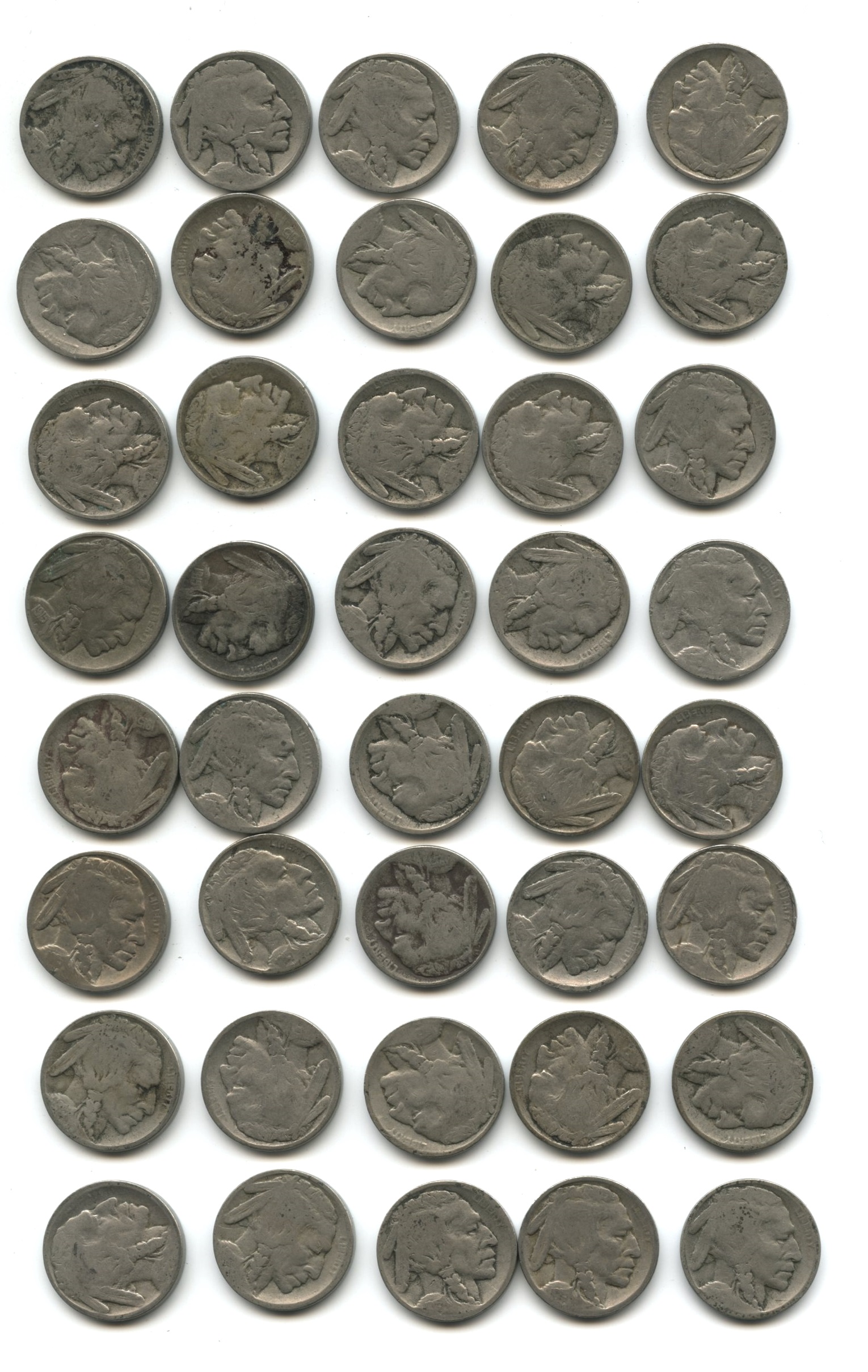 1915-D Buffalo Nickel AG-3+ Roll #b