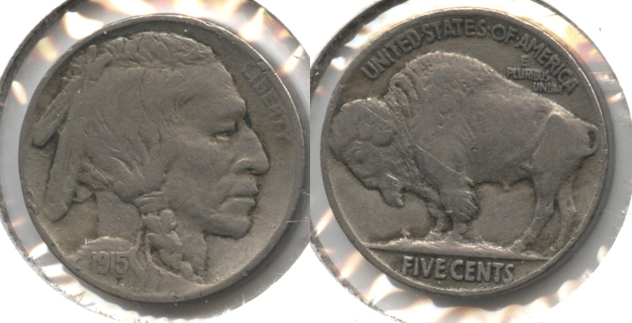 1915 Buffalo Nickel Fine-12 #f Reverse Scratch