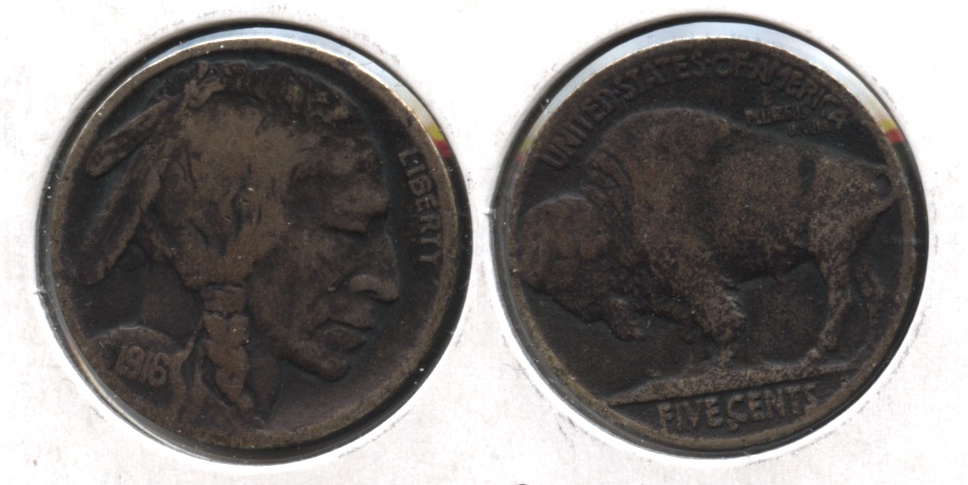 1916-D Buffalo Nickel Fine-12 #d Dark
