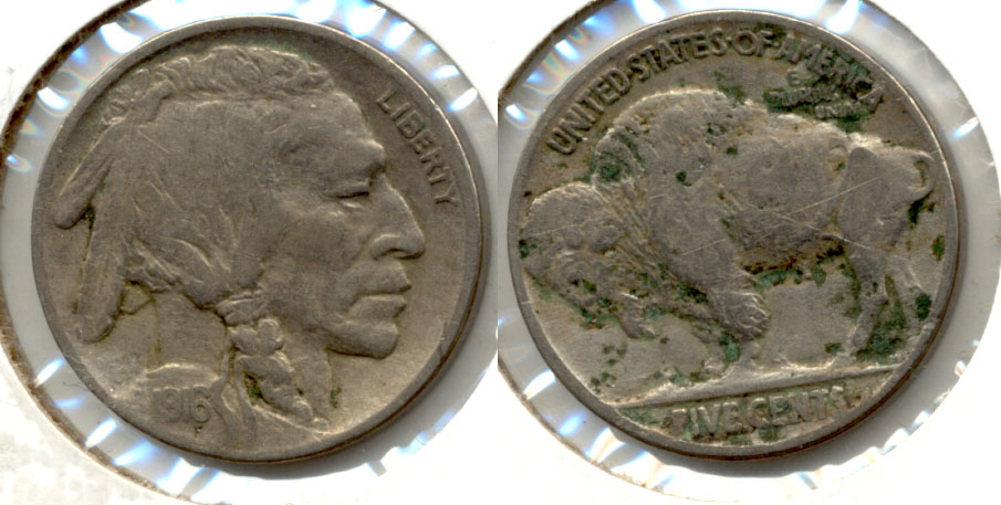 1916 Buffalo Nickel Fine-12 j Reverse Spots