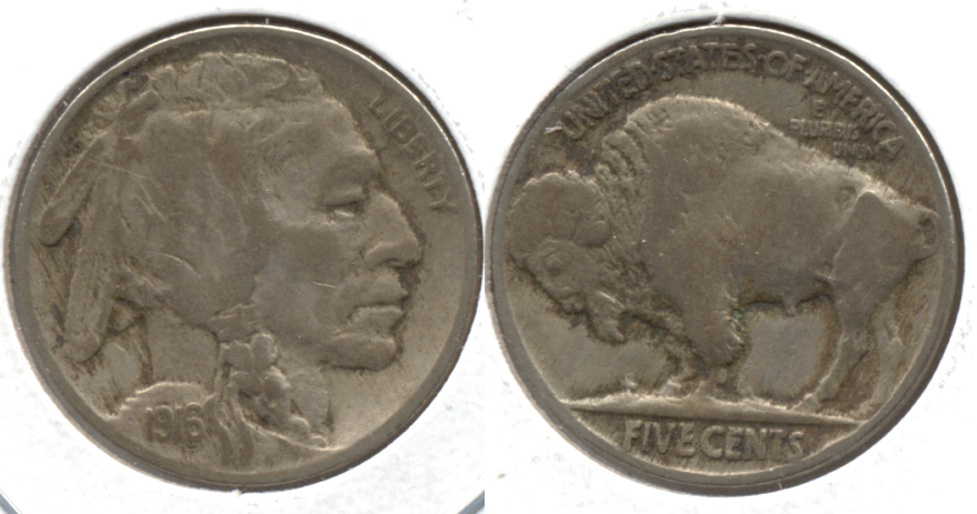 1916 Buffalo Nickel Fine-12 s Reverse Scrape