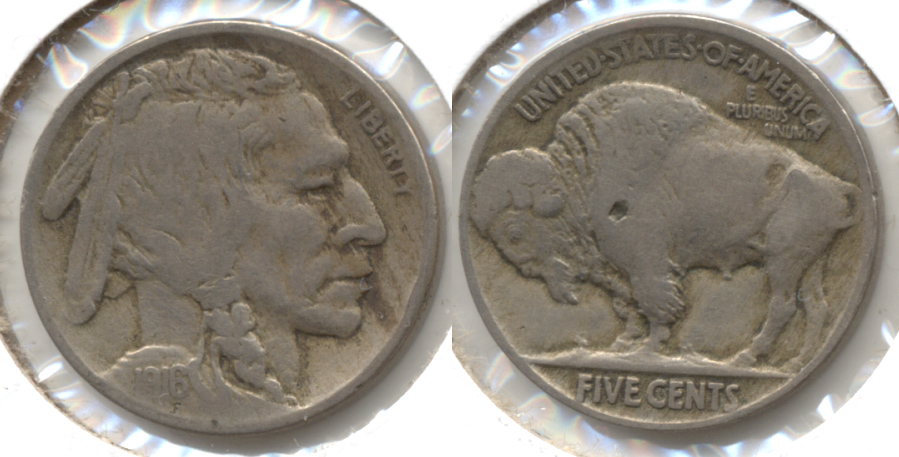 1916 Buffalo Nickel Fine-12 t Reverse Pit