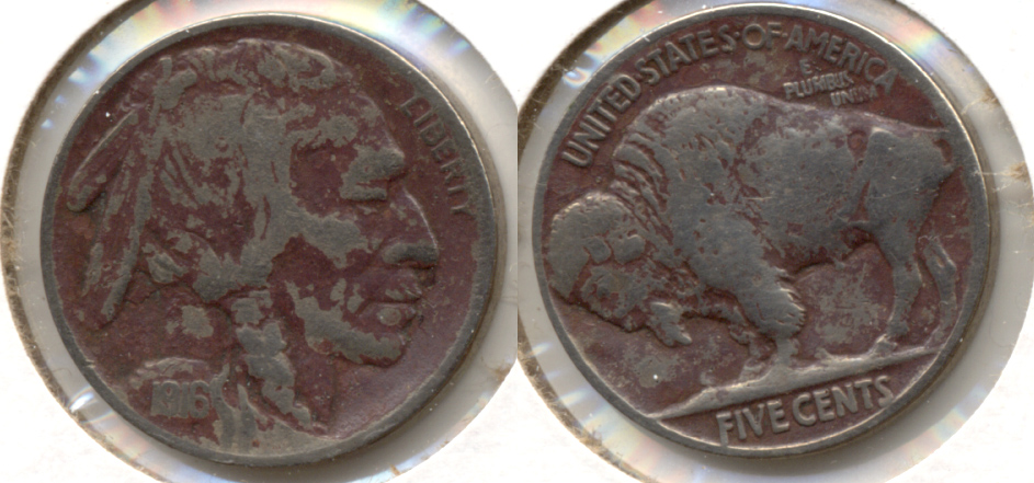1916 Buffalo Nickel Fine-12 u Dark