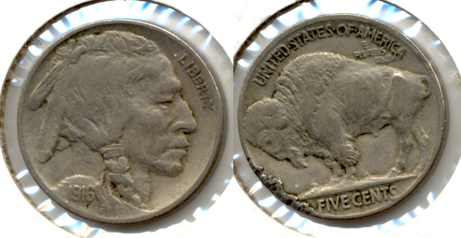 1916 Buffalo Nickel VF-20 a Reverse Rim Damage