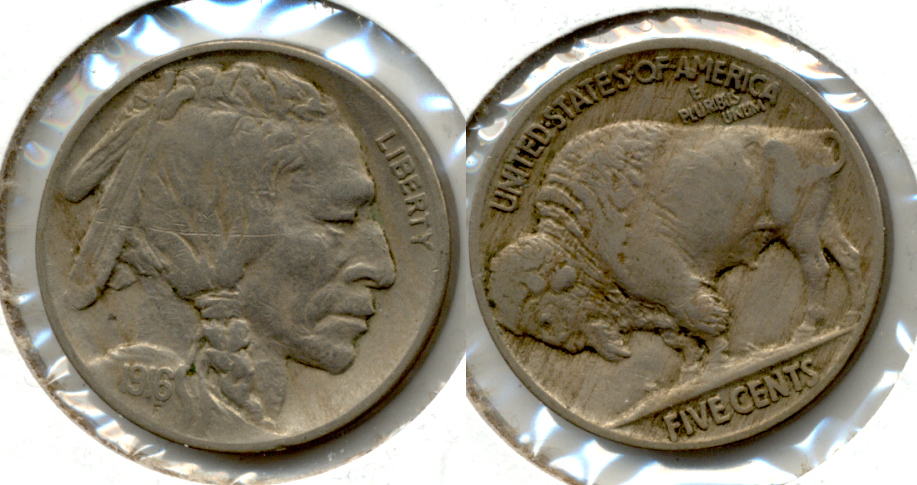 1916 Buffalo Nickel VF-20 c Obverse Scratch