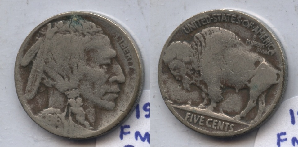 1916 Buffalo Nickel VG-8 #aq Dark Fields
