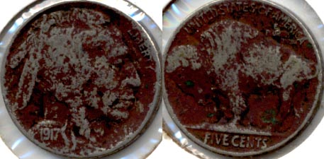 1917 Buffalo Nickel Fine-12 b Dark