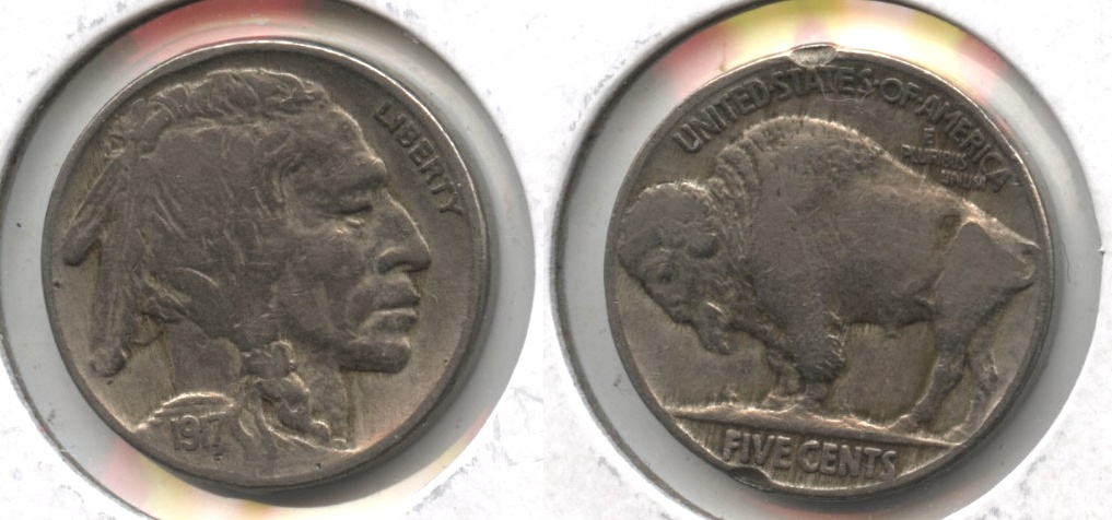 1917 Buffalo Nickel Fine-12 #t Rim Bumps