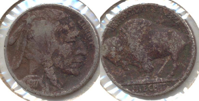 1917 Buffalo Nickel Good-4 s Dark