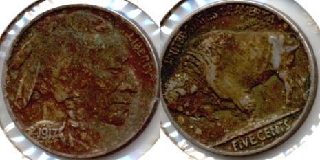1917 Buffalo Nickel VF-20 a Dark