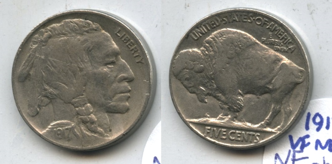 1917 Buffalo Nickel VF-20 #f Obverse Scratch