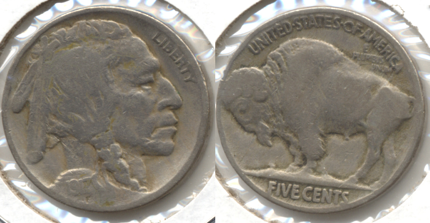 1917 Buffalo Nickel VG-8 v Cleaned Obverse
