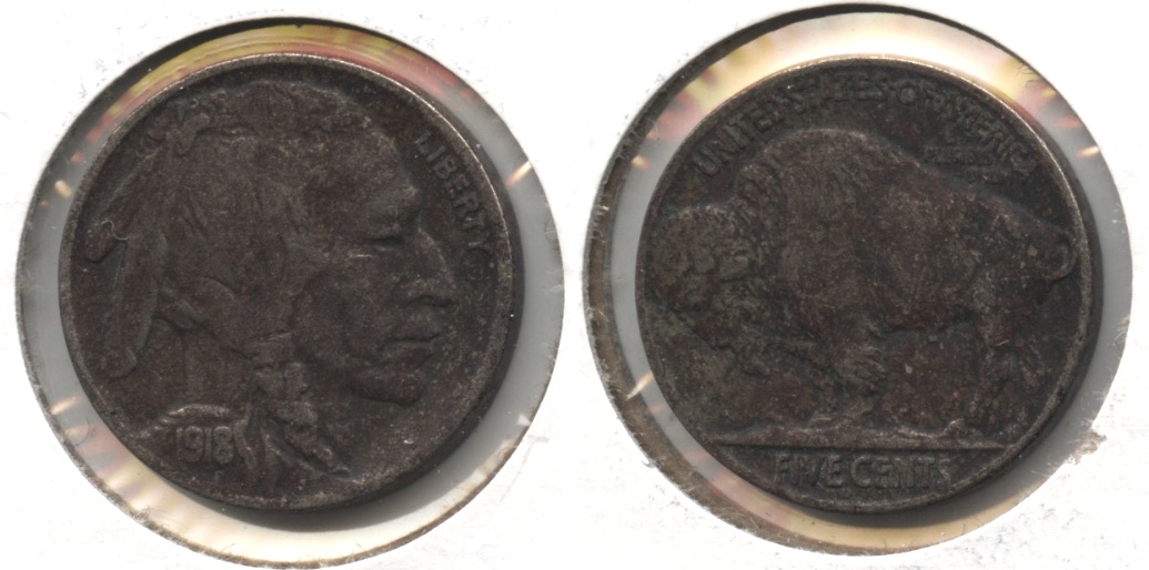 1918-D Buffalo Nickel Fine-12 #d Dark