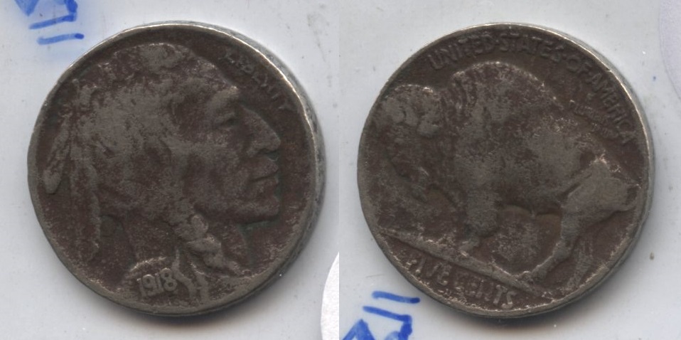 1918-D Buffalo Nickel Fine-12 #e Dark