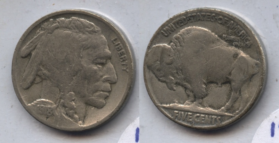 1918-S Buffalo Nickel Fine-12 #a Reverse Scratch